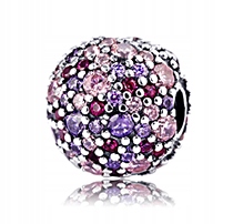 KLIPS ZAWIESZKA CHARMS pave srebro róż fiolet S925