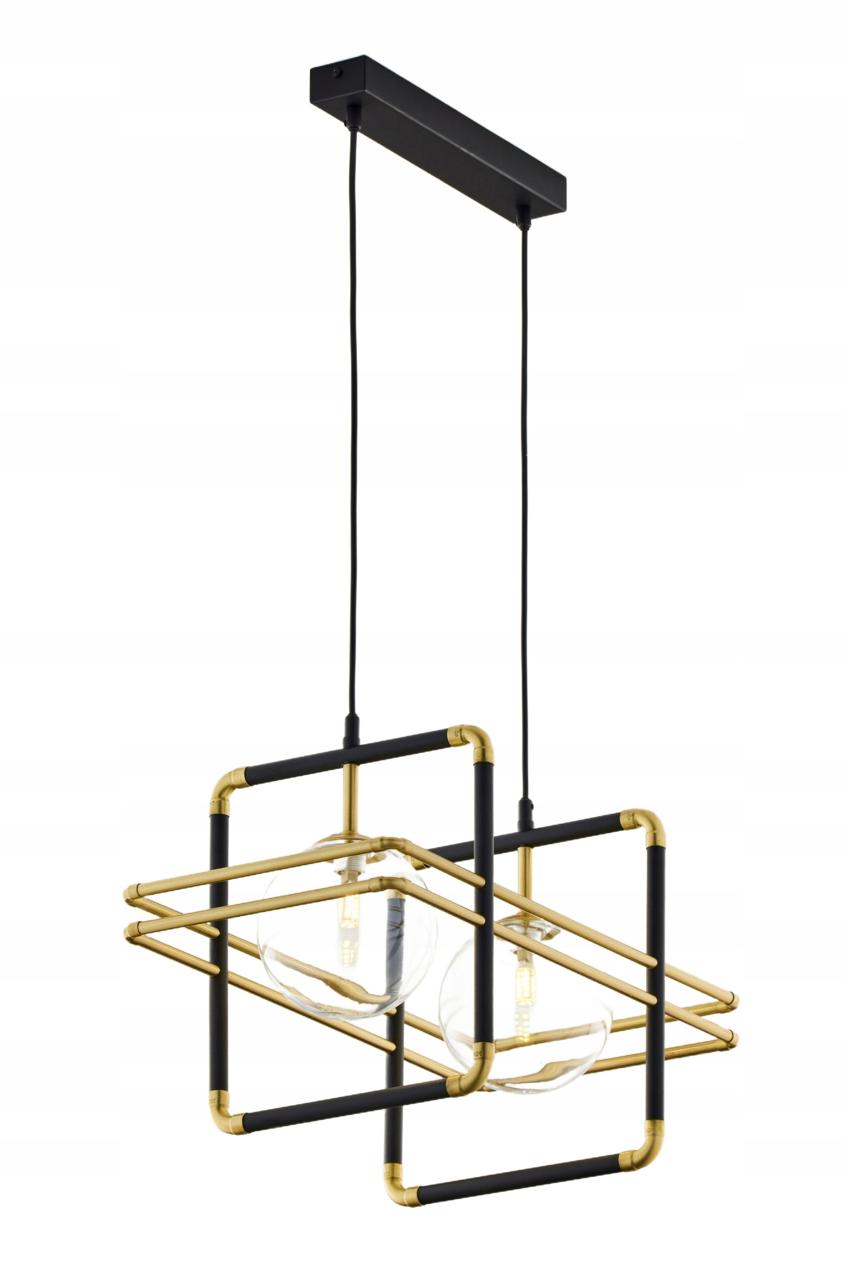 Závěsná lampa Fiori Jupiter Zlato-černá 2xG9 Geometrické koule