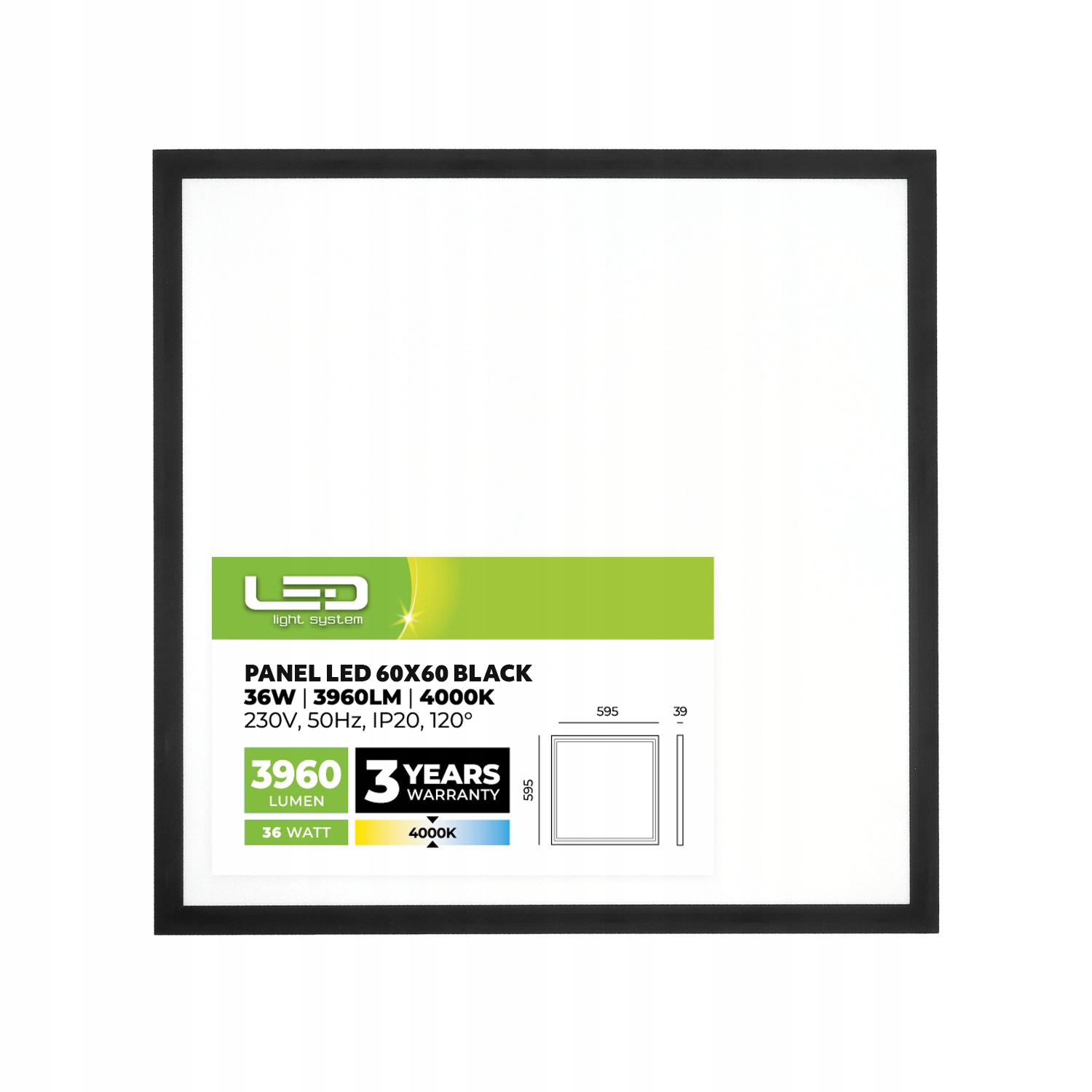Led panel 36W Nástěnný 60x60 Stropní svítidlo 4000k
