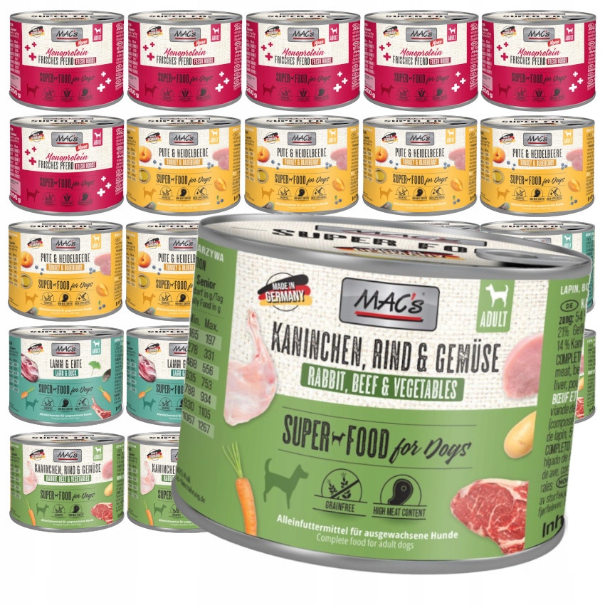 Levně Mac's Dog 24x200g Bezobilné Vlhké Krmivo pro psy Mix 4 příchutí