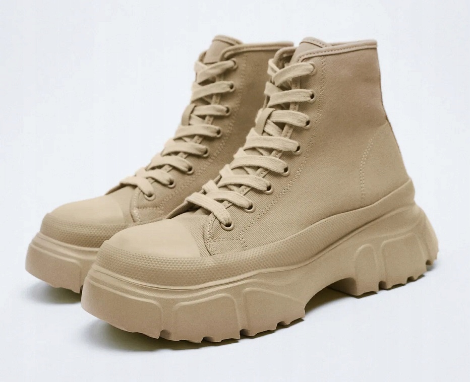 ZARA BEŻOWE BOTKI SNEAKERSY TRAPERY TRAMPKI 39 Rozmiar 39