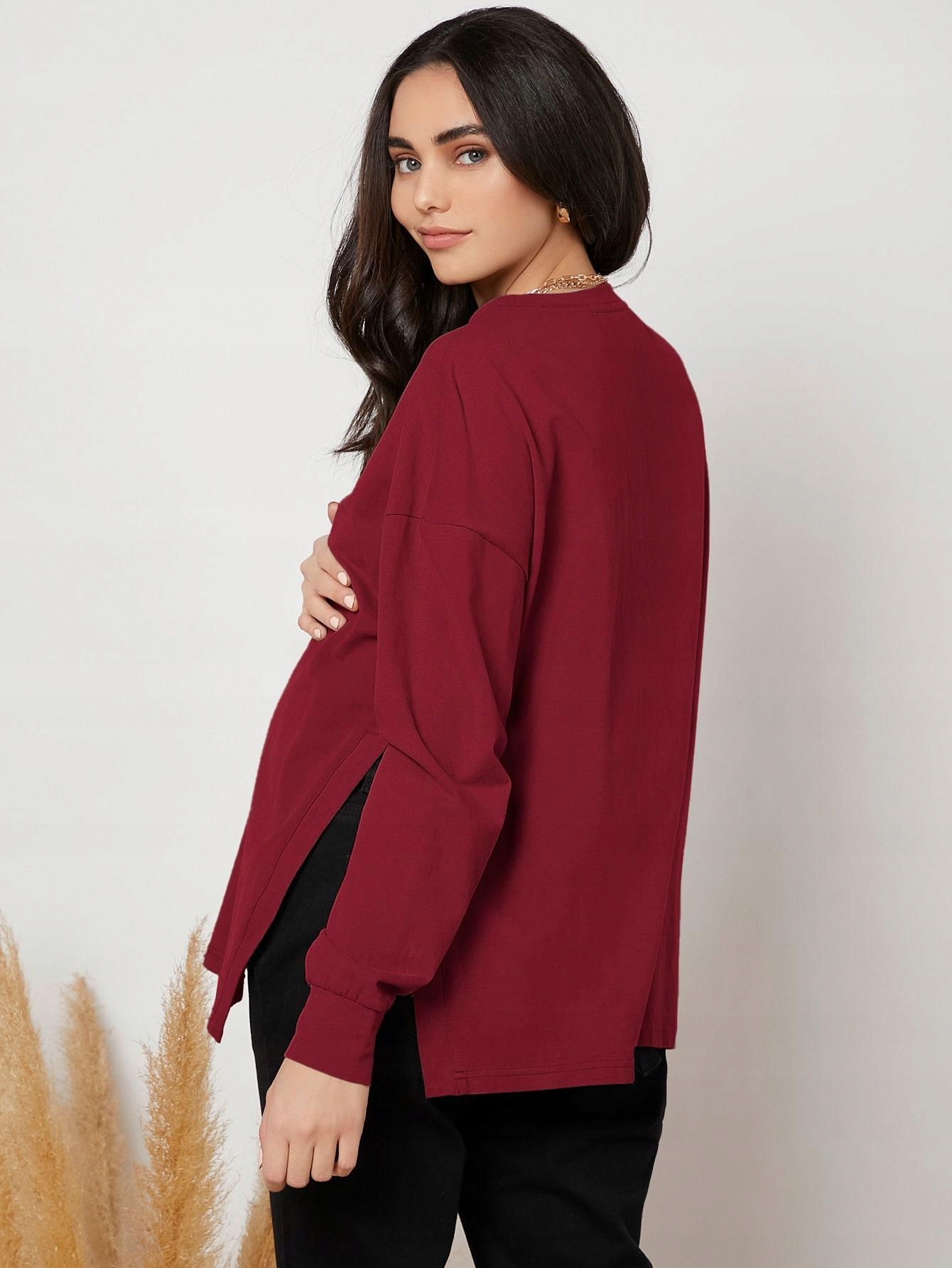 1G4B09 P21 SHEIN MATERNITY CZERWONA LEKKA BLUZA S Kolor czerwony