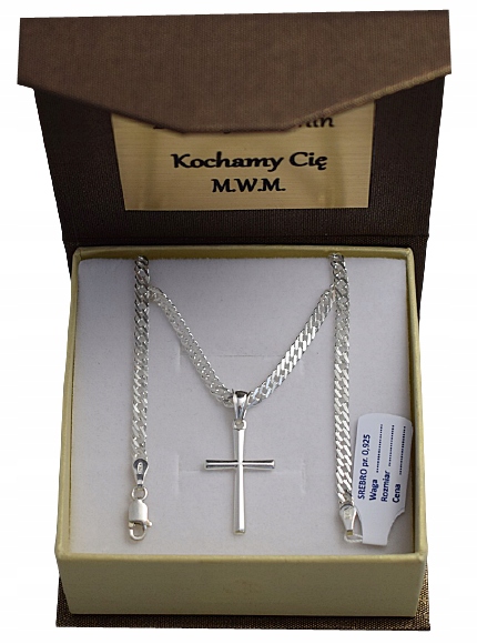 

Łańcuszek Srebrny Rombo +krzyżyk /grawer