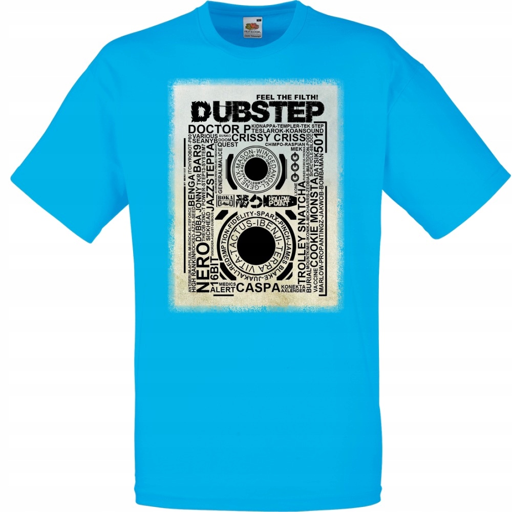 

Koszulka z nadrukiem dubstep muzyka dub L lazurowa