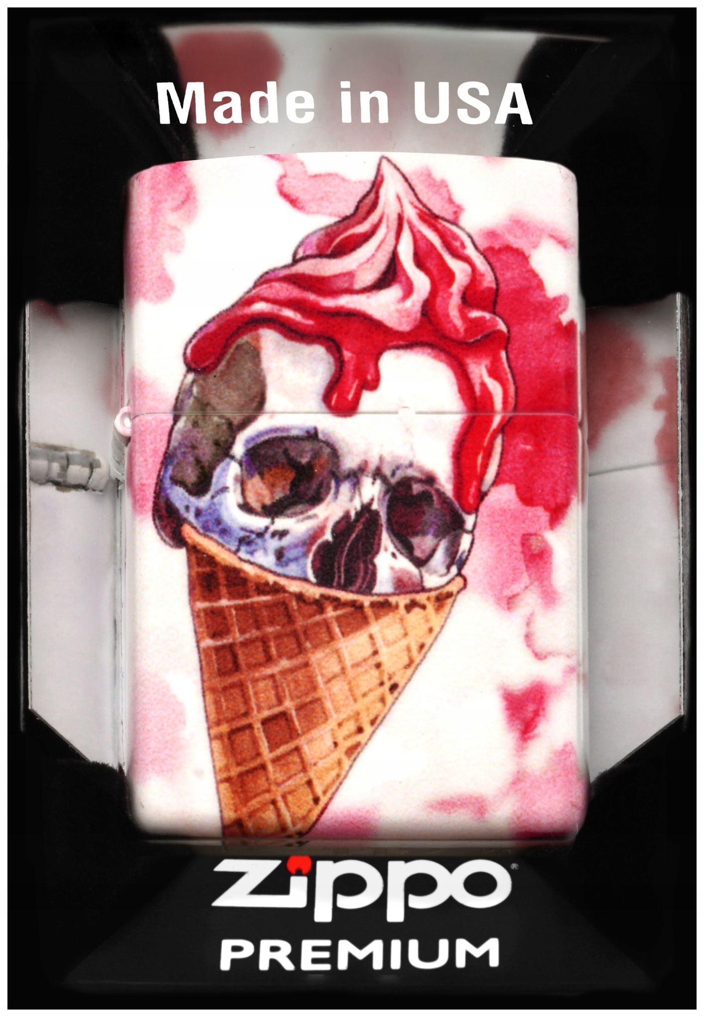 Zapalovač Zippo Skull Ice 60007479 Větruodolný benzínový