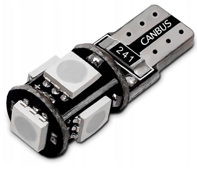 Żarówka 5 Led Canbus W5W T10 Czerwone Mocne