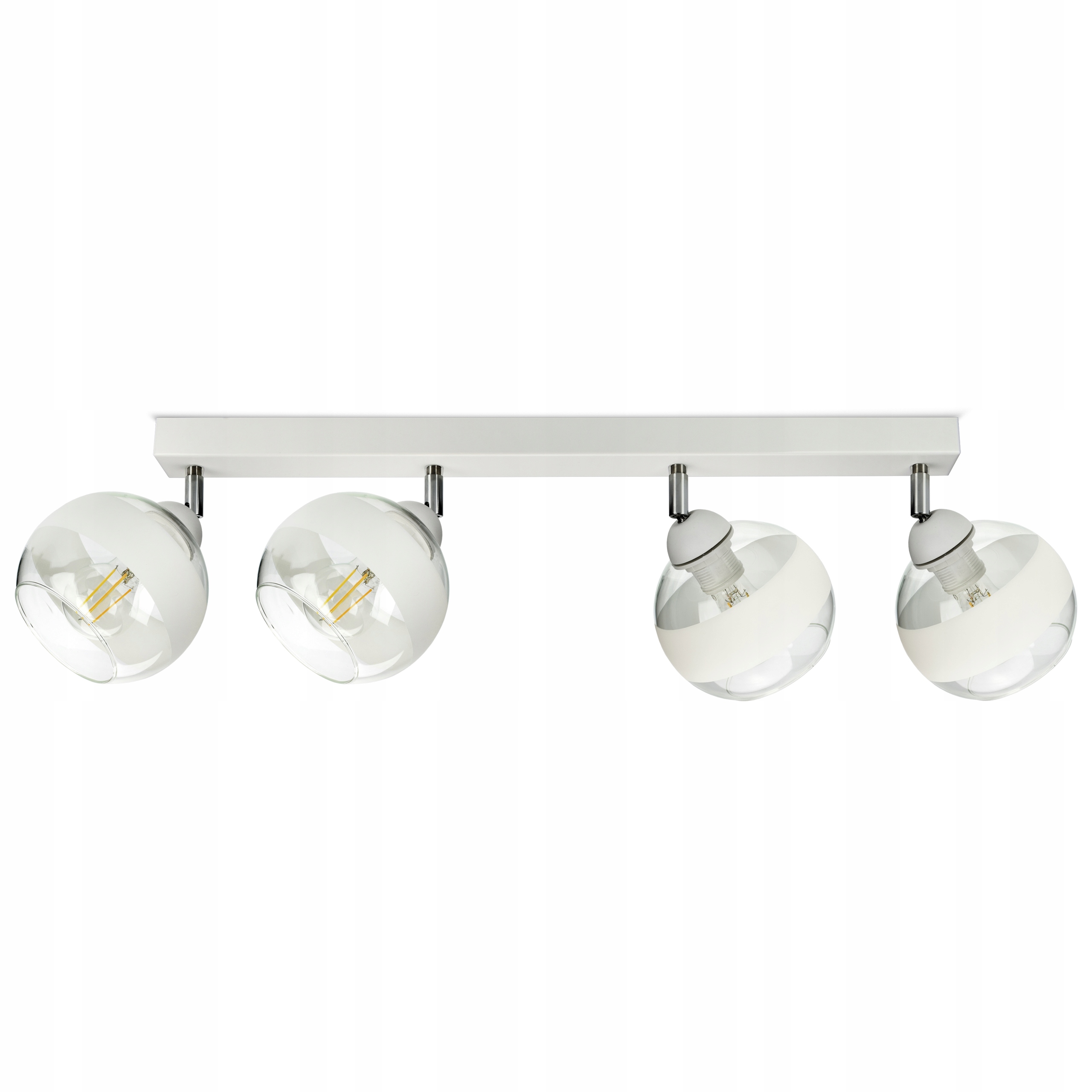 Závěsná stropní lampa Lustr Bílá Skleněné Koule Bílý Pás BG4 Led E27