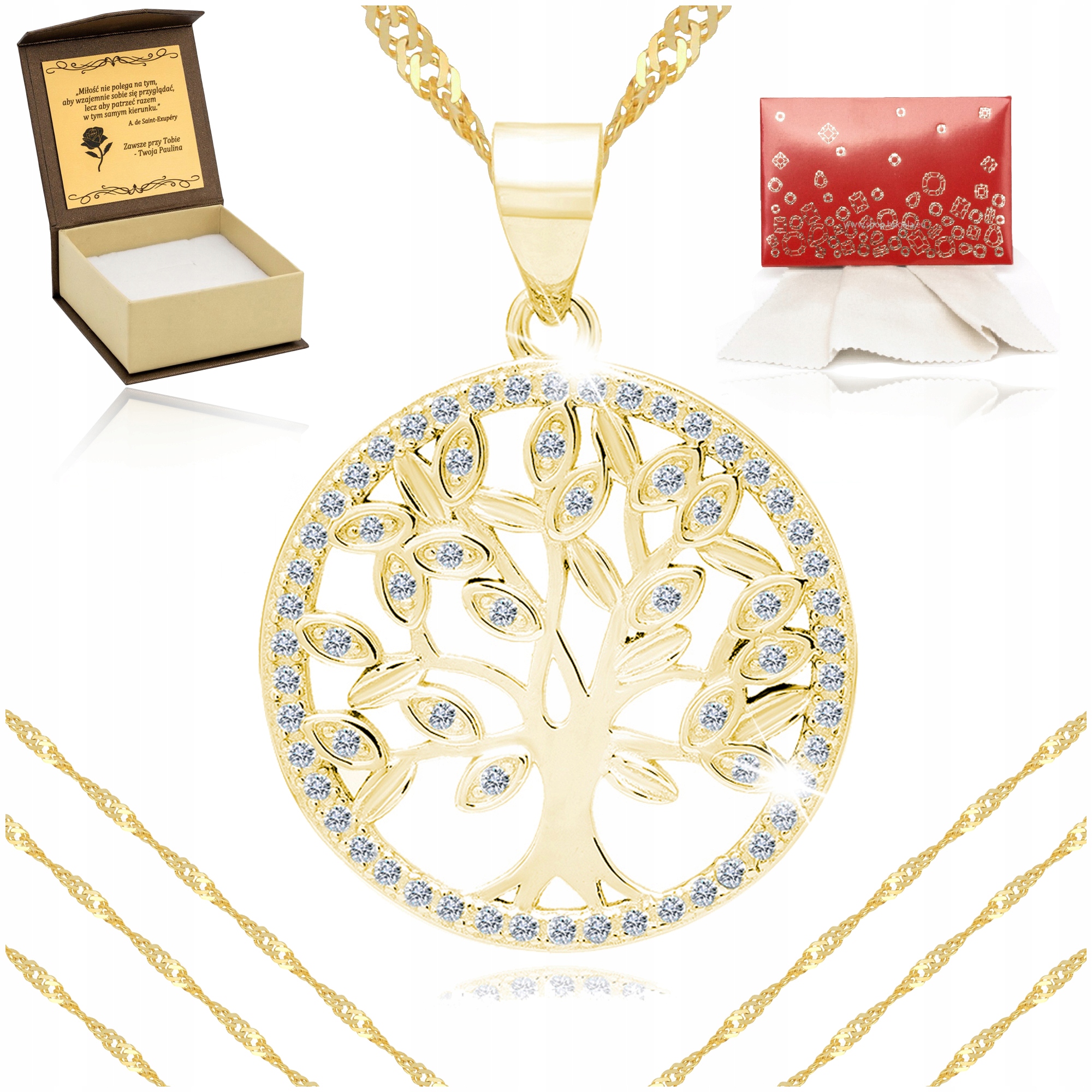 Zlatý Řetízek Singapur Strom Štěstí 925 Dárek Gravírování