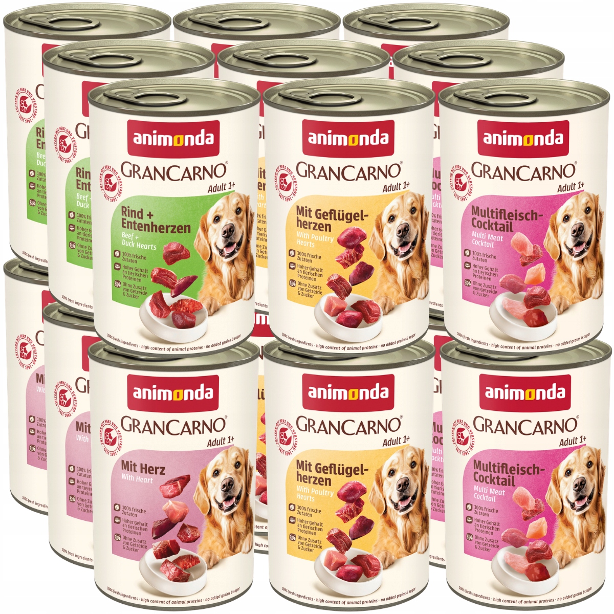 Animonda GranCarno Adult konzerva Set 18x400g – MIX 6 příchutí s Droby
