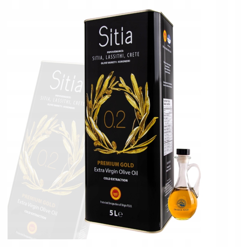 Extra Panenský Olivový Olej 5 L, Řecká Prémiová Sitia Skleněná Láhev 250 ML