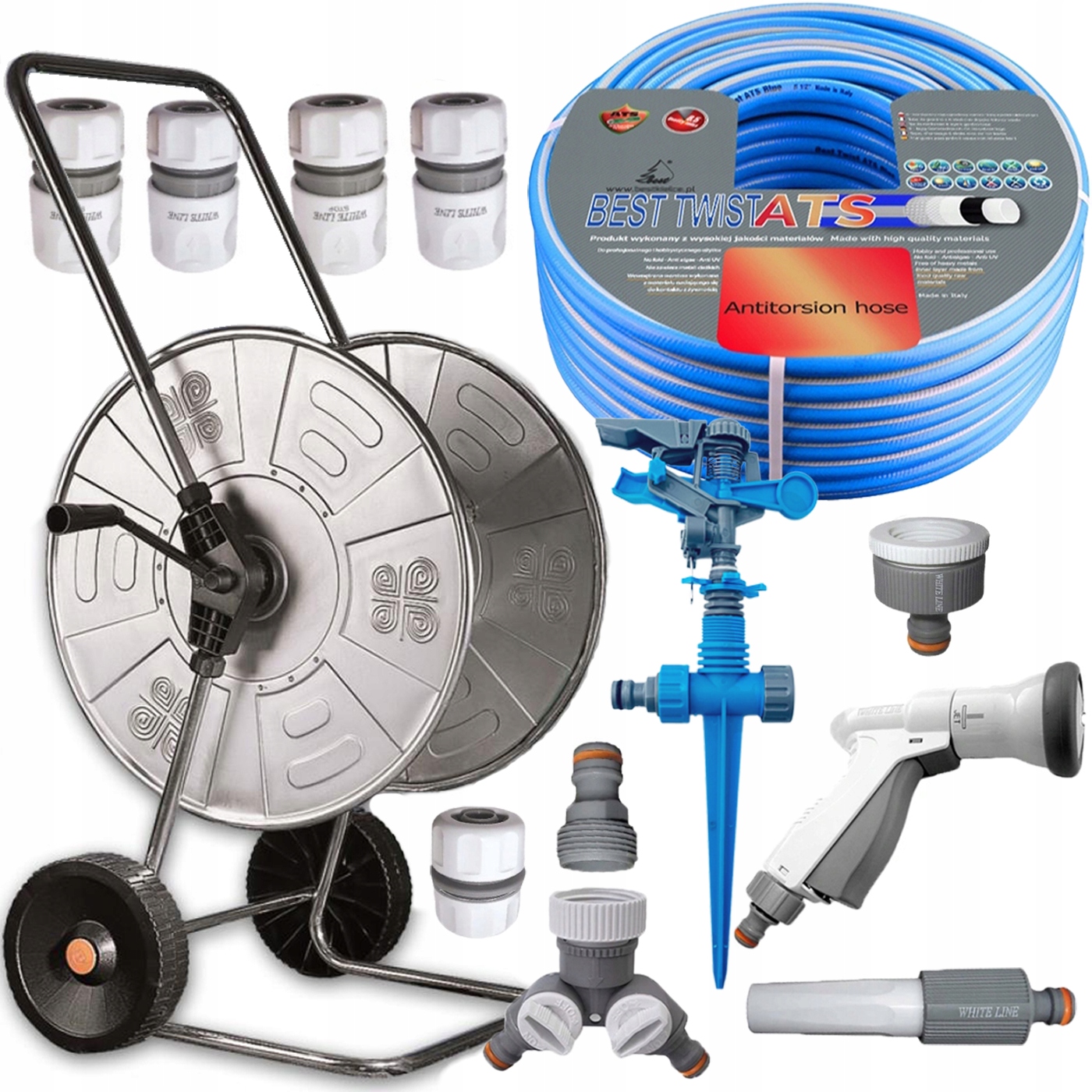 Wąż Ogrodowy Best Ats 6-WARSTWOWY Nieskręcający Się 3/4 30 Wózek Metal Kpl