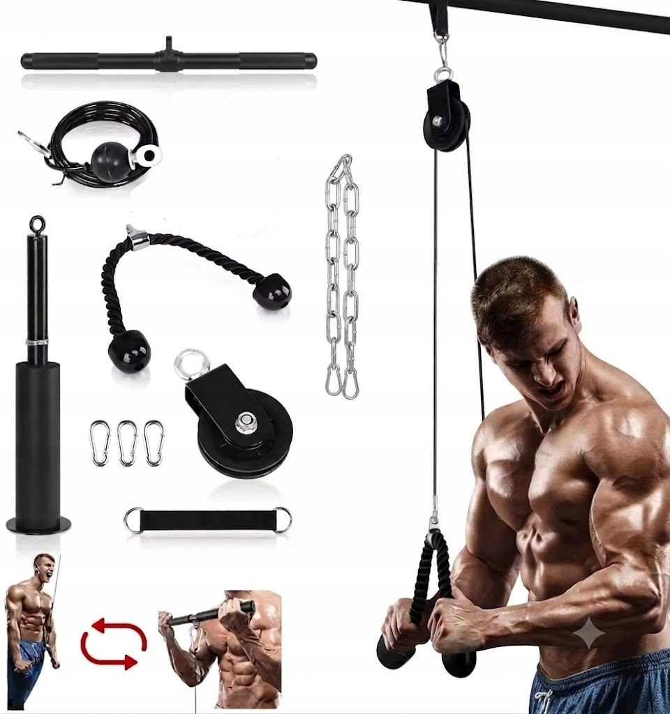 Závěsná Posilovací Kladka pro cvičení horní dolní triceps biceps šňůra hrazda tréninková sada