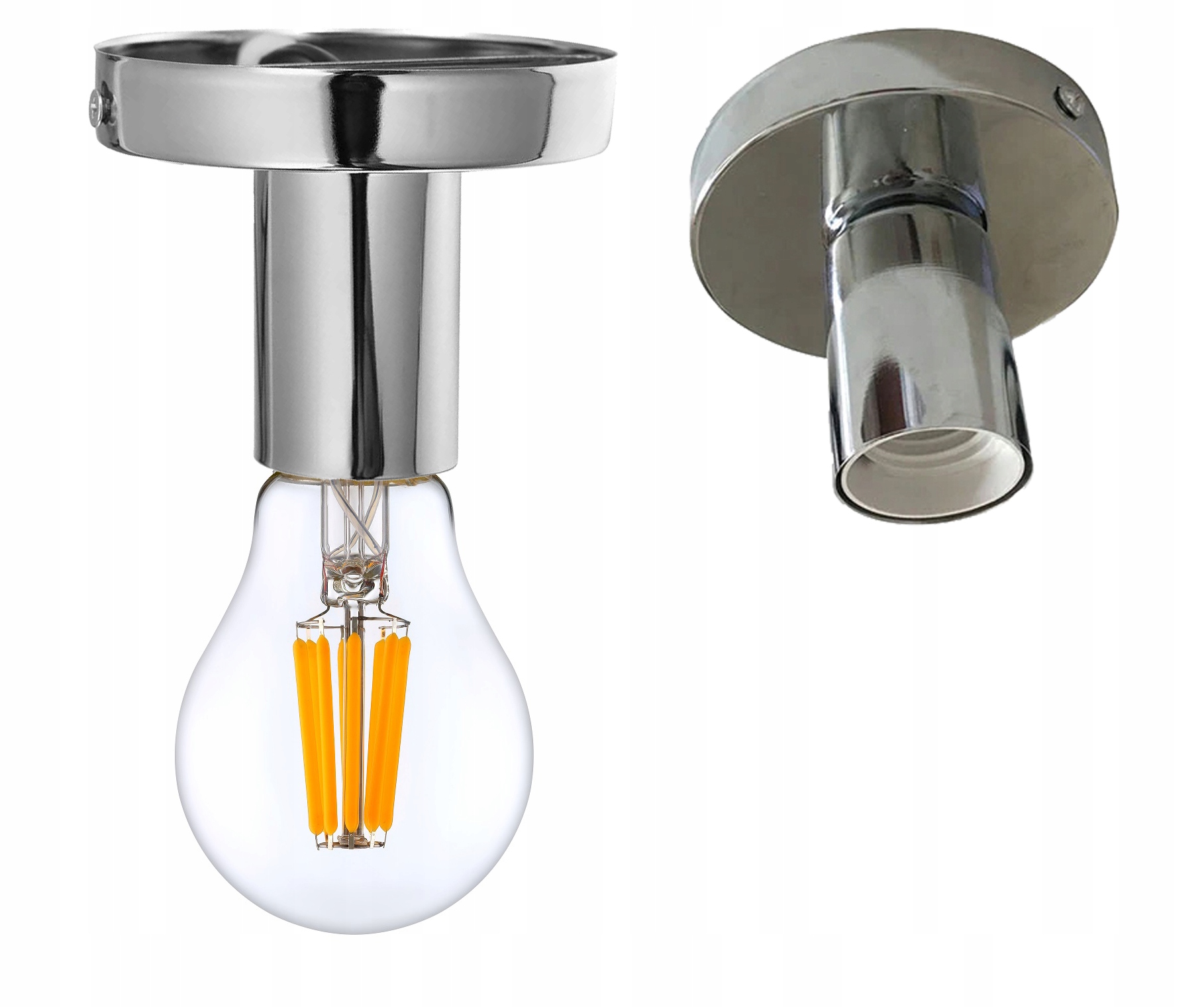 

Lampa sufitowa plafon chrom Loft na E27 Edison