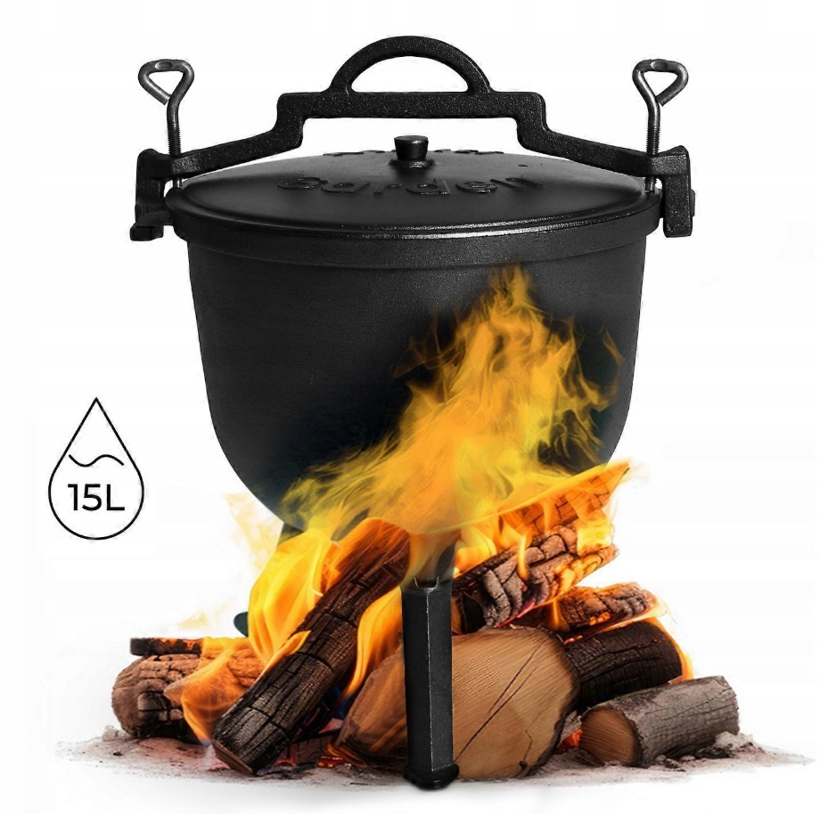Litinový kotlík 15 l Grill Litinový hrnec na vaření Lovecký smalt