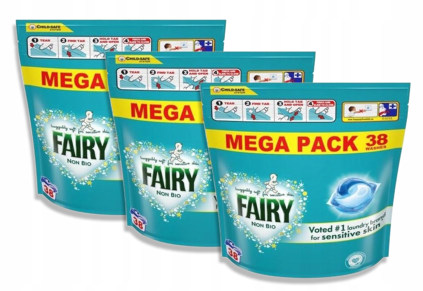 Fairy Non Bio Pods Pack kapsle hypoalergenní 3×38 ks 114 praní