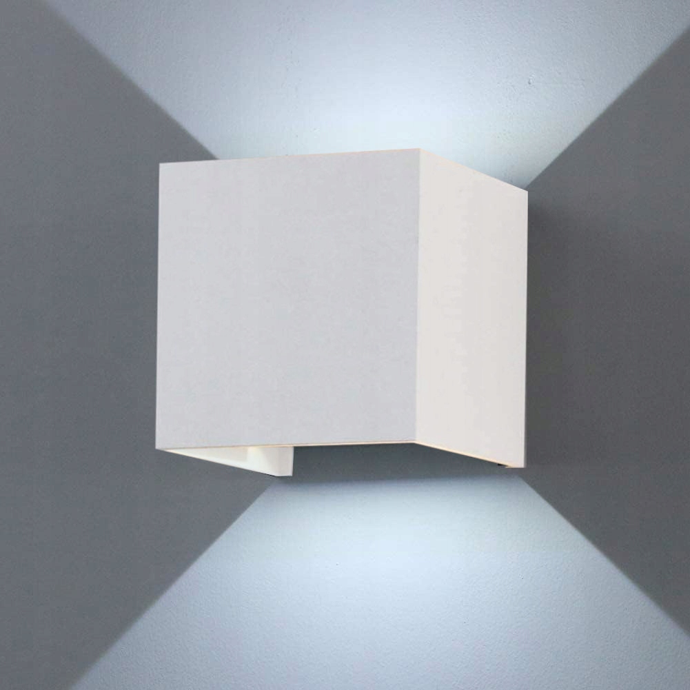K-BRIGHT 12W LED Lampa Ścienna Regulowany Strumień Światła IP65 Biała — miniatura 14