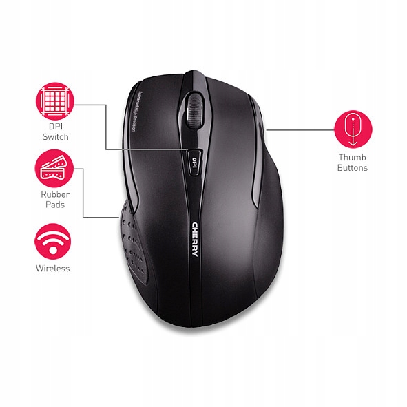 Cherry Mw 3000 Wireless Black mysz bezprzewodowa 2.4 GHz