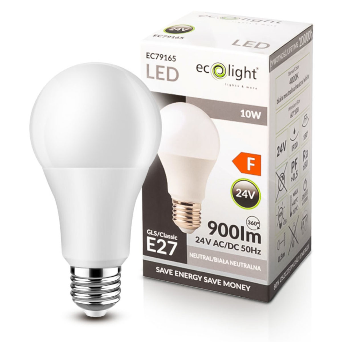 

Żarówka Led E27 10W 24V barwa neutralna