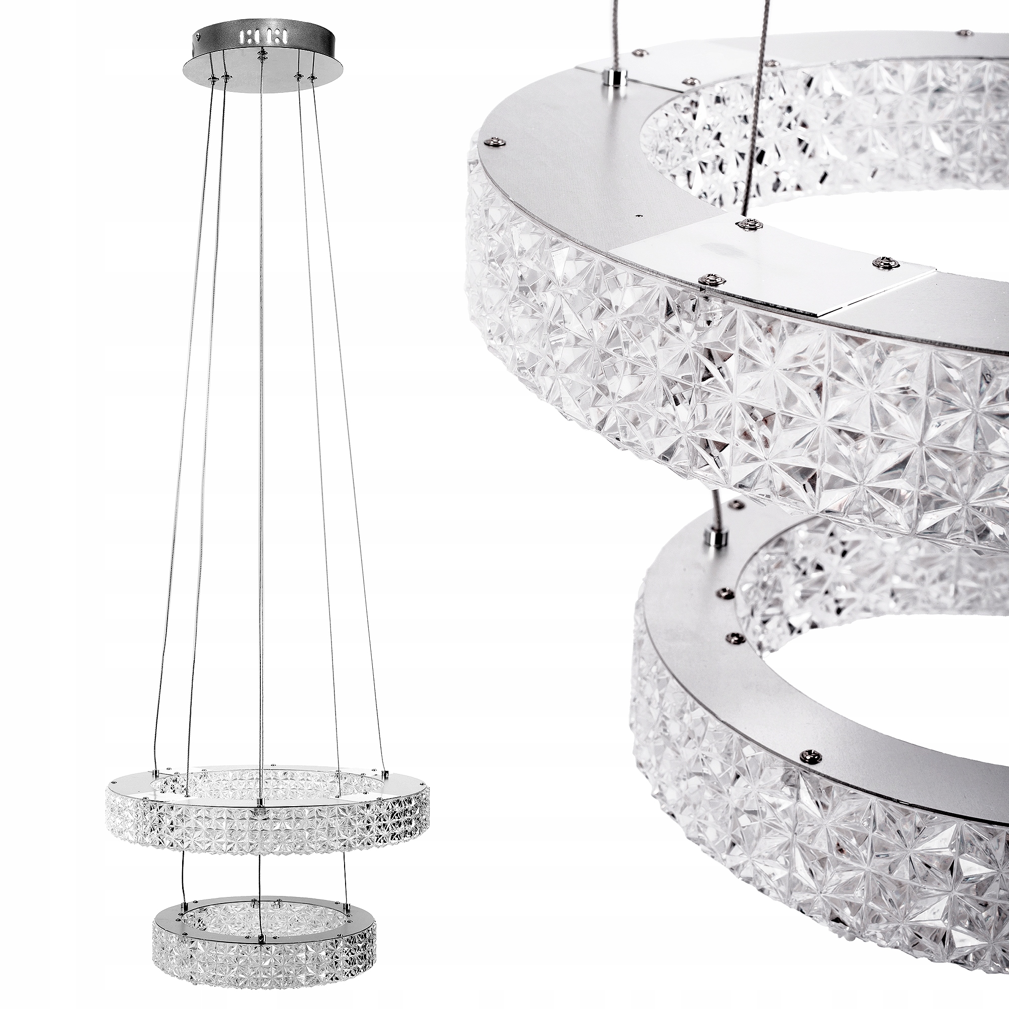 Led Luster Do Obývačky, Závesná Lampa, Stropná, Krištáľová, Chróm