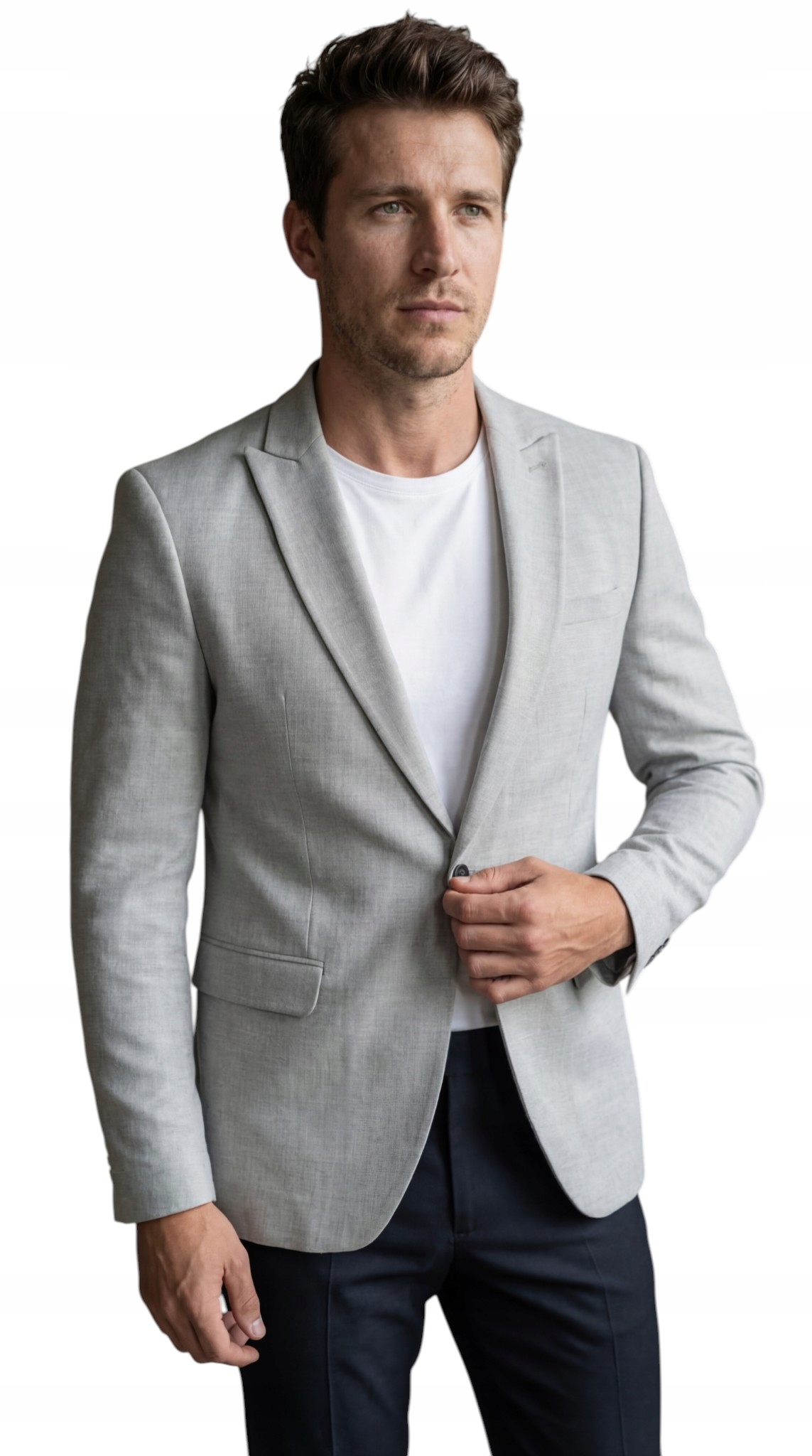 Sako Slim Elegantní Návštěvní Casual šedé popelavé DJM05 48