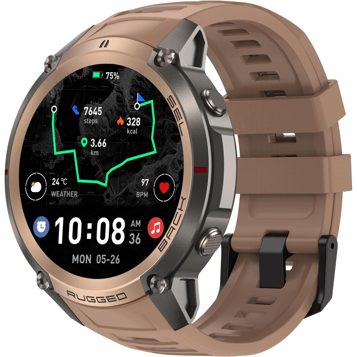 Hodinky Chytré Hodinky Enter Rugged Amoled Mapy Hovory Gps Tepová frekvence Stres Kalorie