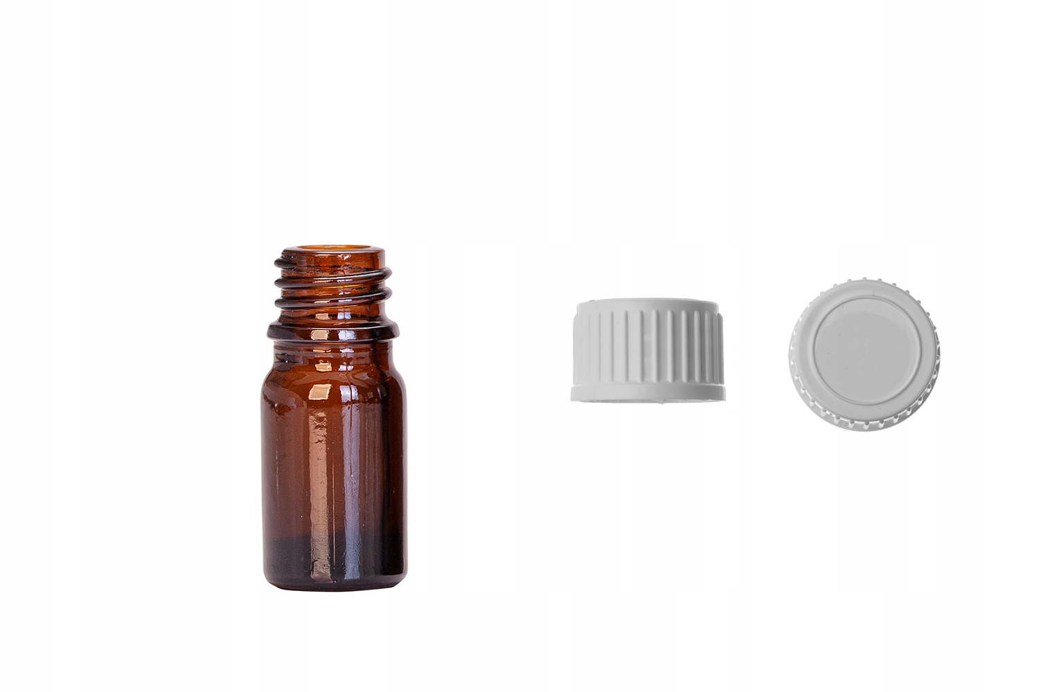 

Butelka szklana brązowa 5 ml z nakrętką białą