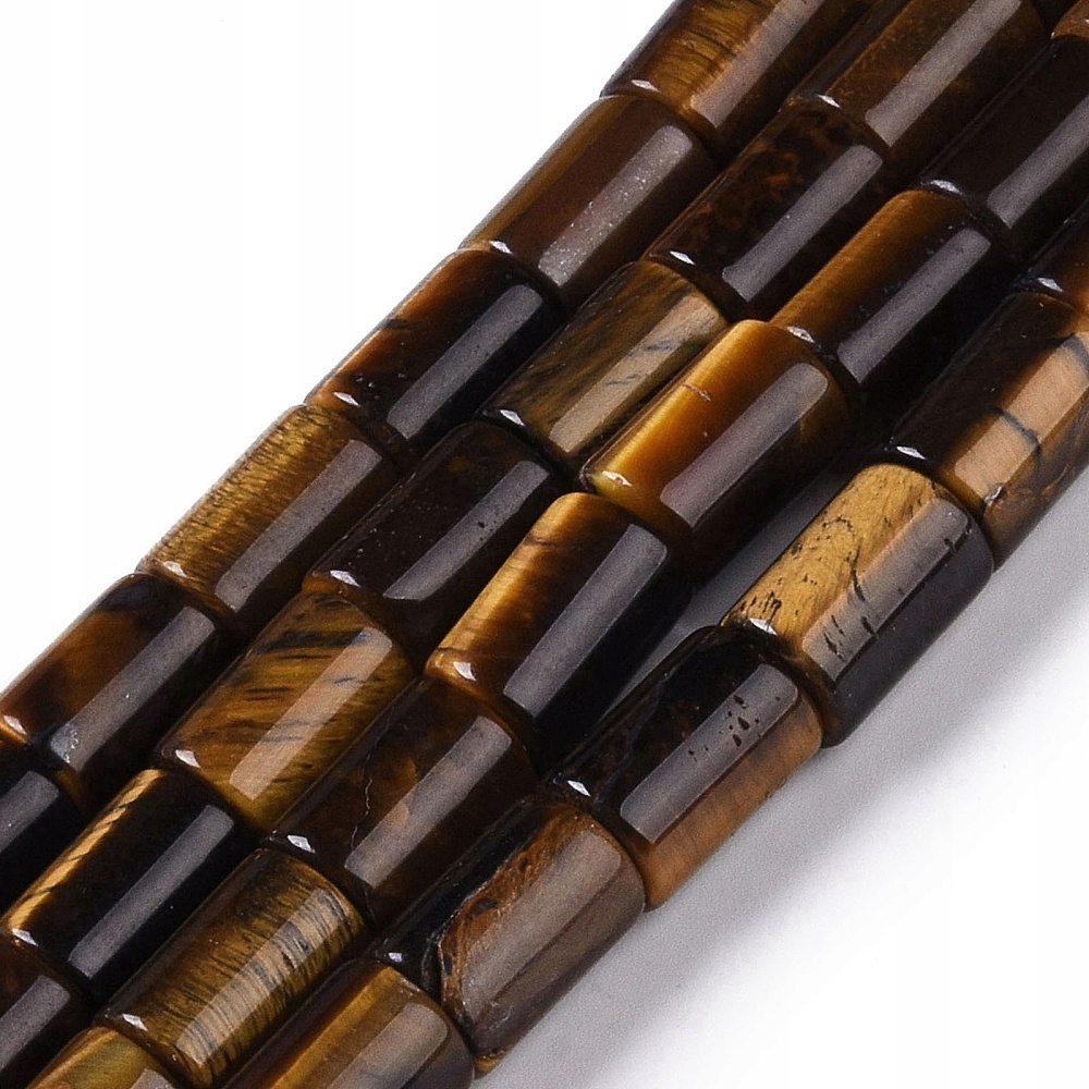Přírodní Tygří oko Bronzový kámen Korálky Válec 12x8mm Šňůra cca 30ks