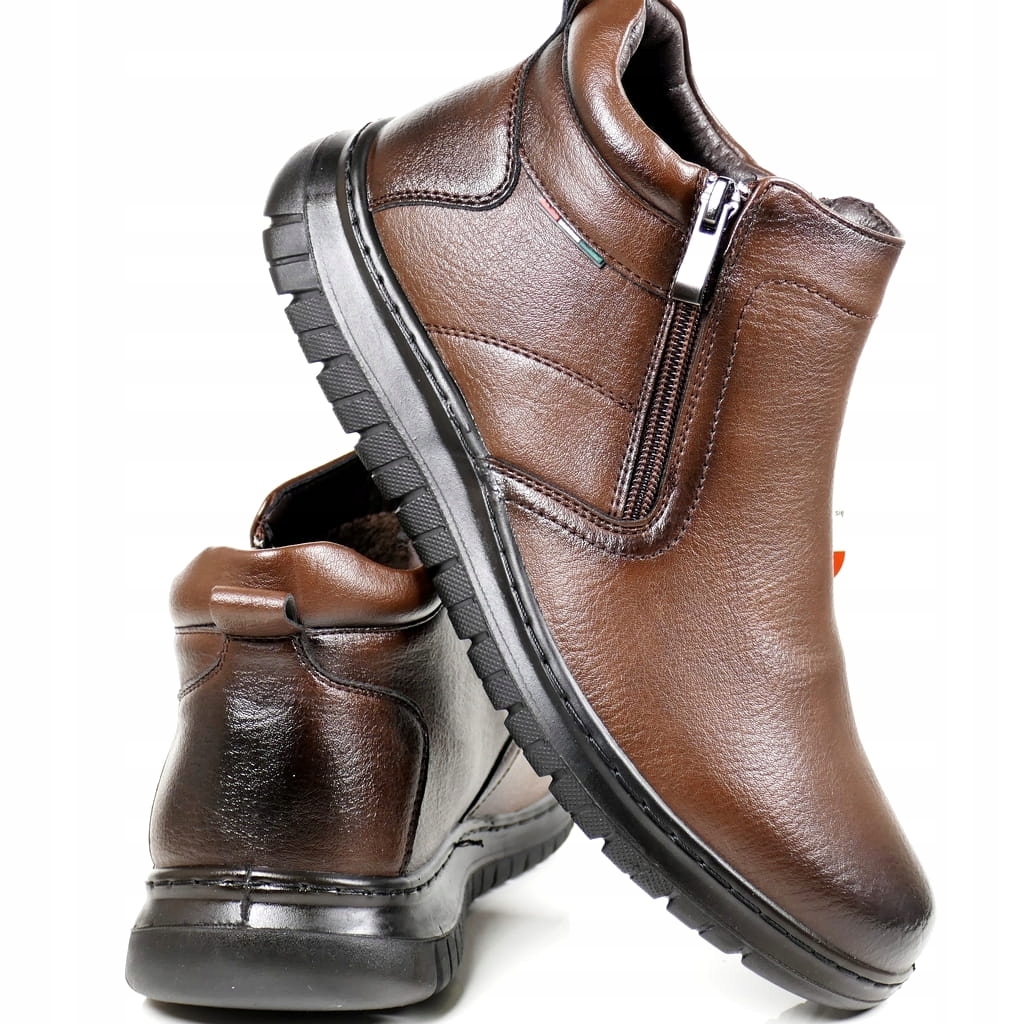 Pánské Kotníkové Boty Na Zimní Boty S Dvěma Zipy Unisoft, Hnědé, Nastavitelné, Pohodlné