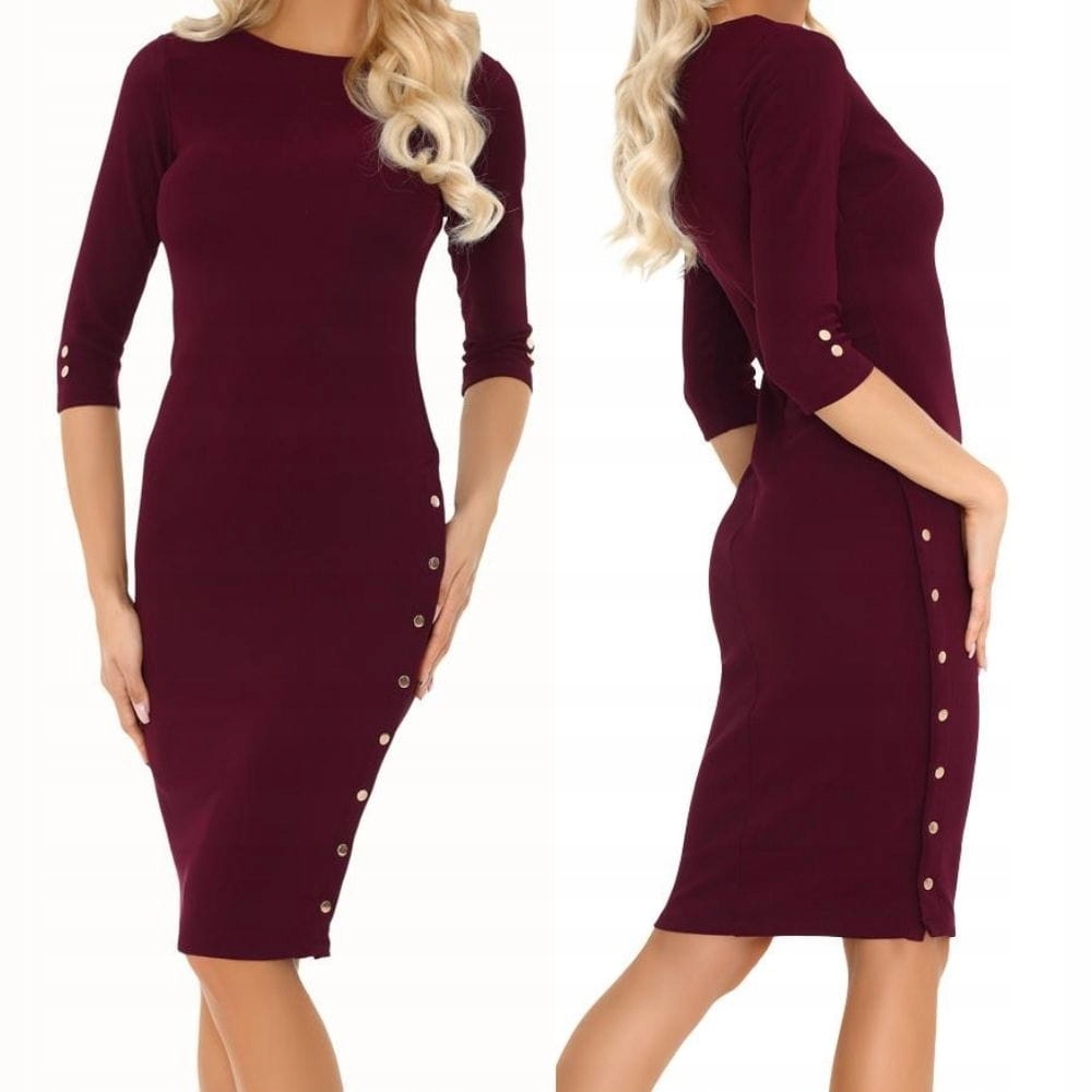 

Sukienka prosta z guziczkami elegancka L