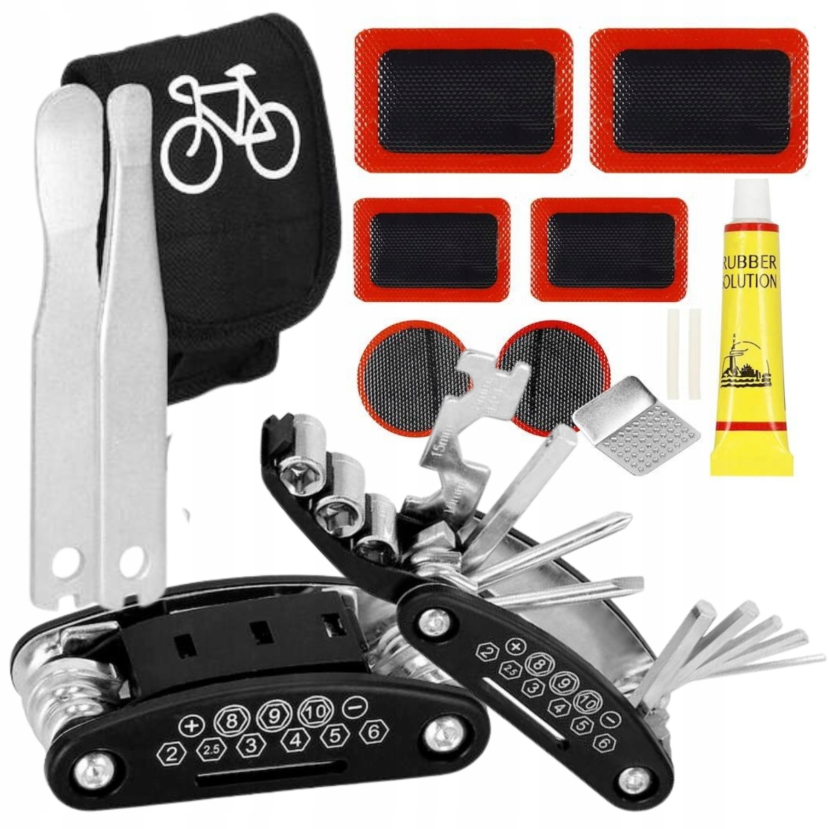 MULTITOOL ZESTAW KLUCZY ROWEROWYCH + AKCESORIA