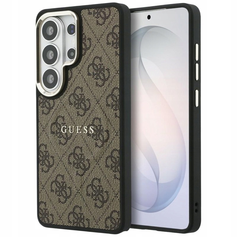 Guess 4G Embossed Ring MagSafe – Pouzdro pro Samsung Galaxy S26 Ultra (hnědé)