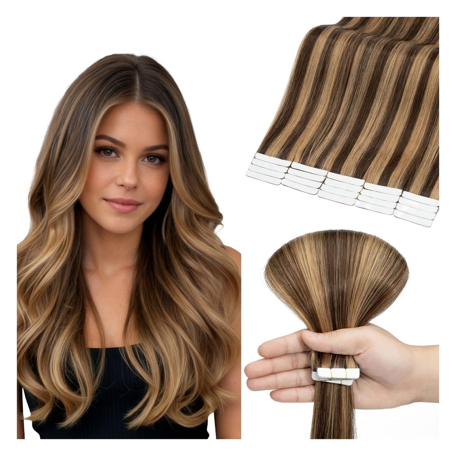 Haar Extensions Samolepící 20 kusů 50 cm hnědé