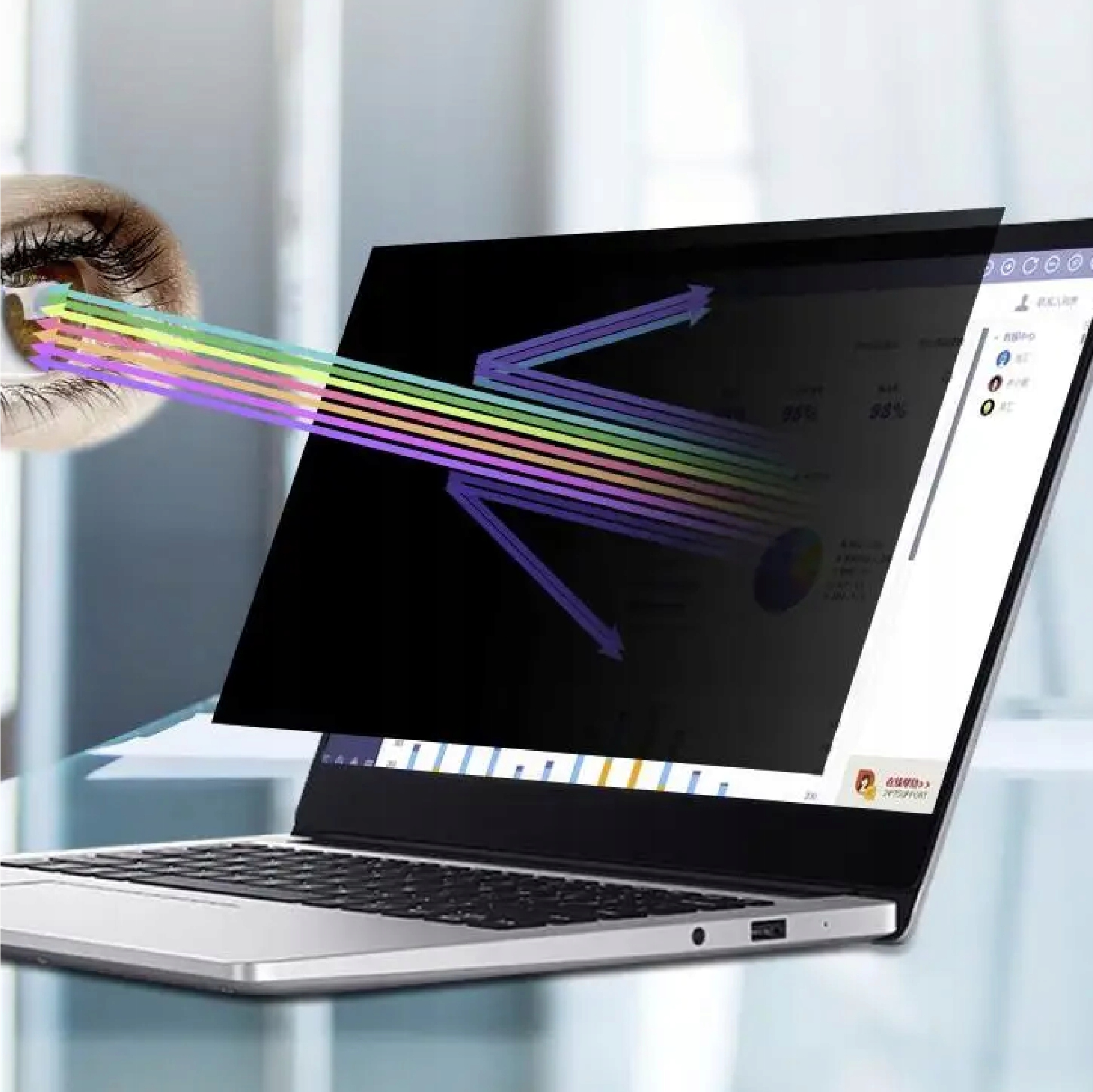 FILTR PRYWATYZUJĄCY na monitor - ochrona danych RODO - 27" 598x337 mm Rozmiar filtra 27