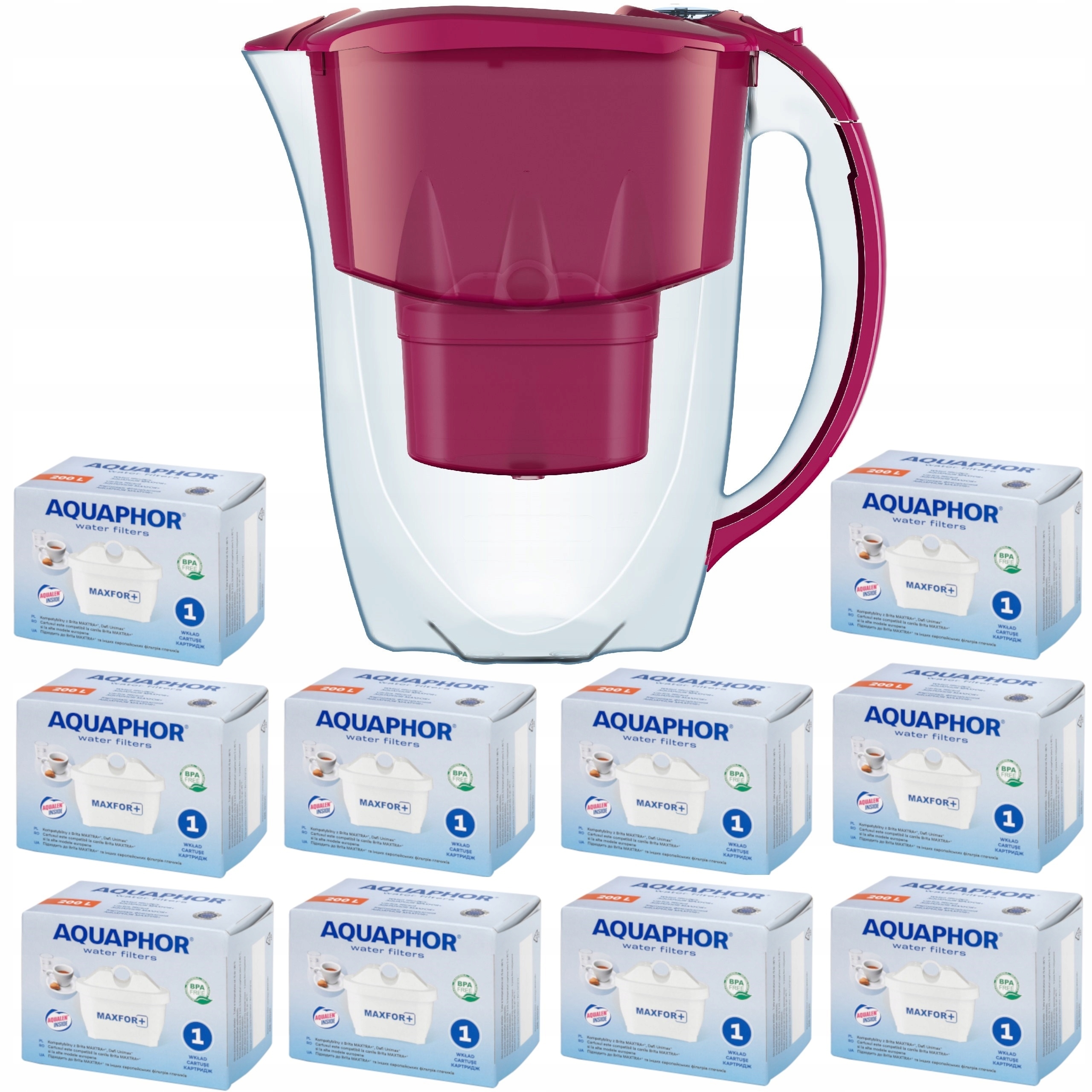 Džbán Aquaphor Amethyst 2,8 +10 náplní třešňový