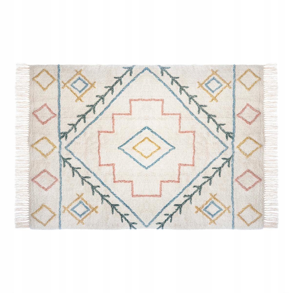 DYWAN BAWEŁNIANY Z FRĘDZLAMI BOHO MOZAIKA 120x170