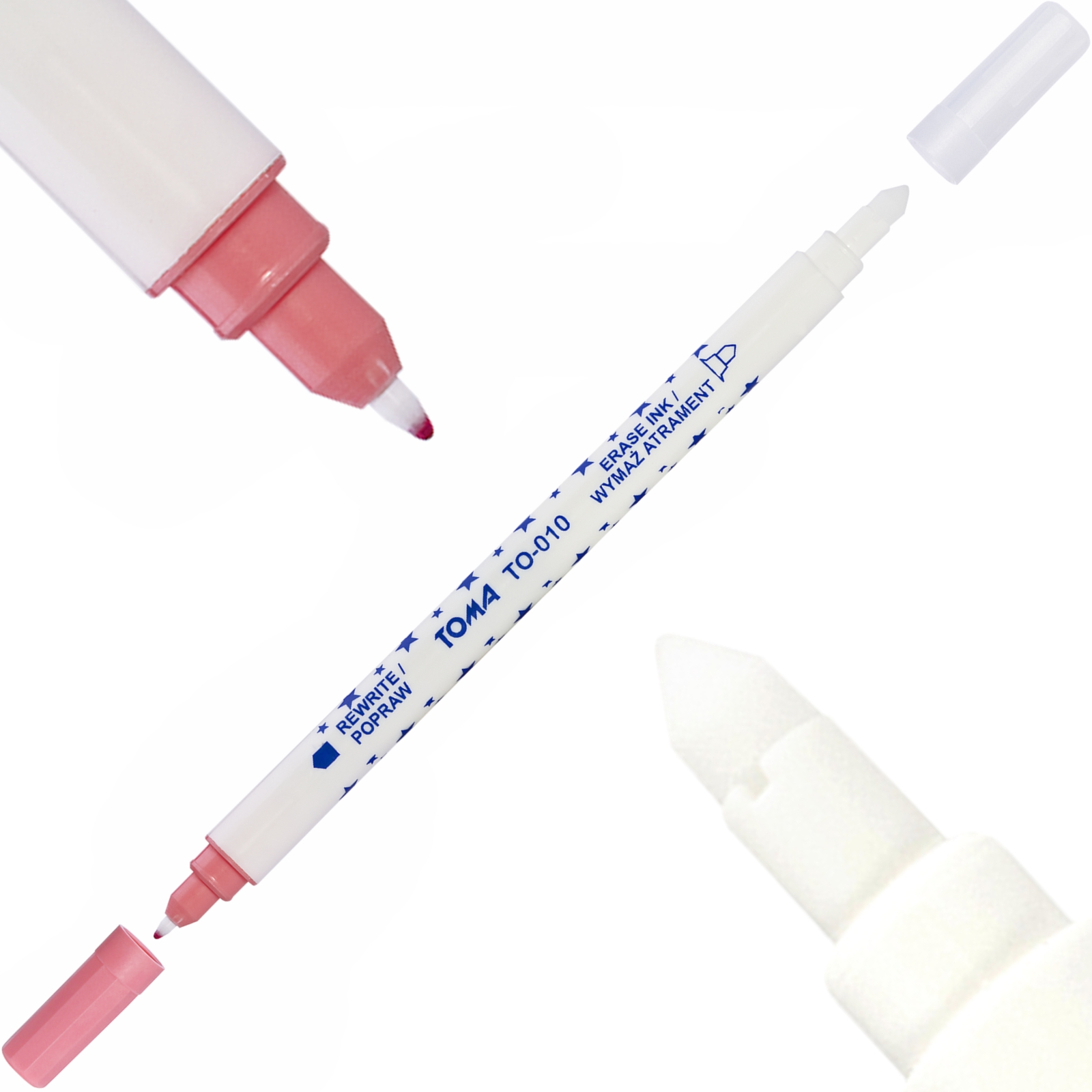 WYMAZYWACZ DO ATRAMENTU ZMAZIK DO PIÓRA okrągły Toma, pisze na RÓŻOWO