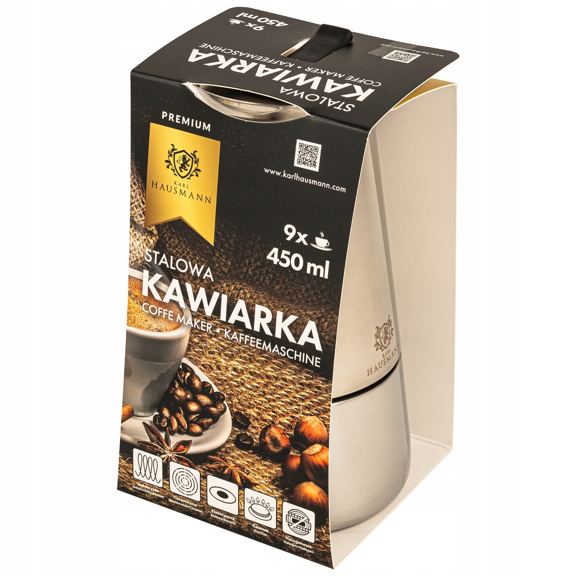 KAWIARKA DO KAWY STALOWA ZAPARZACZ 450ML NA 9 FILIŻANEK KAWY ESPRESSO EAN (GTIN) 5905155026194