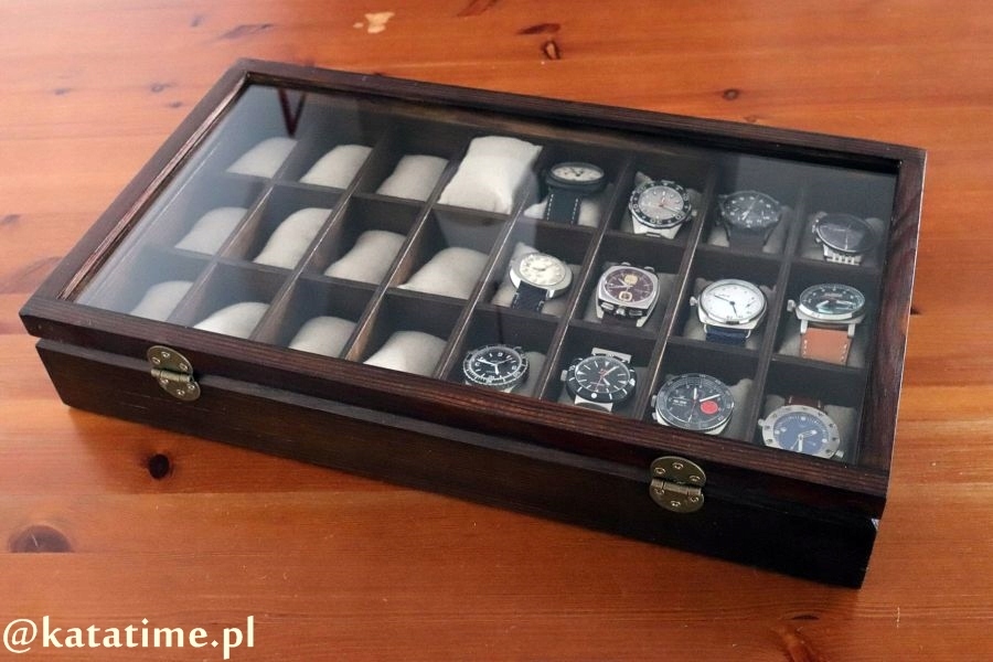 SKRZYNECZKA KASETKA PUDEŁKO BOX NA 24 ZEGARKI DREWNIANA ROBIONA RĘCZNIE Kod producenta SNZPol-Dr3x8B