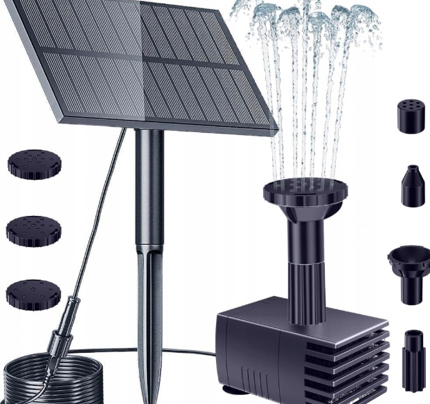 Solární Čerpadlo Pro Jezírkovou Fontánu 6 Trysek, Filtr 1,5 W
