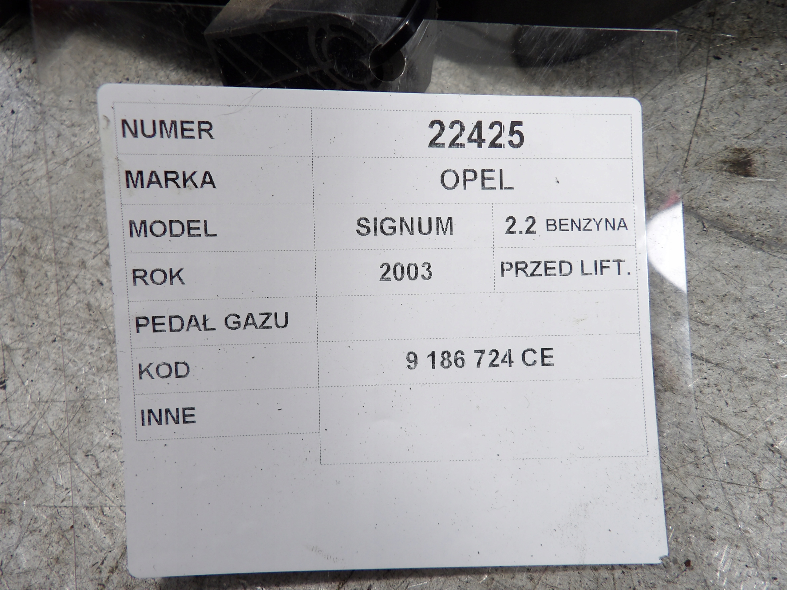 Opel Signum Gaspedal 2,2B