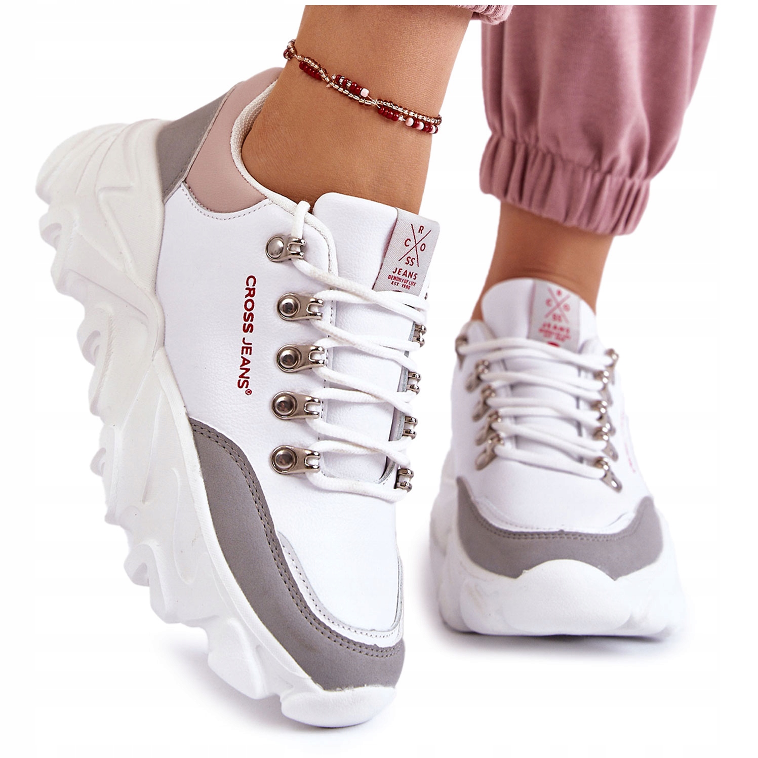 Damskie Sneakersy Cross Jeans KK2R4071C Białe 36