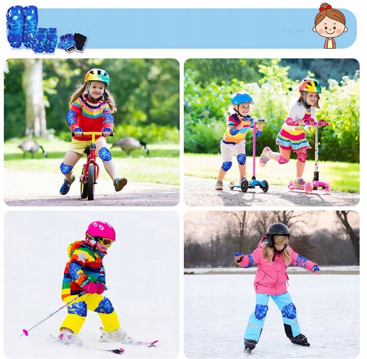 ZESTAW OCHRANIACZE NA ROLKI ROWER KOLANA ŁOKCIE DLA DZIECI S/M EAN (GTIN) 0738594165927