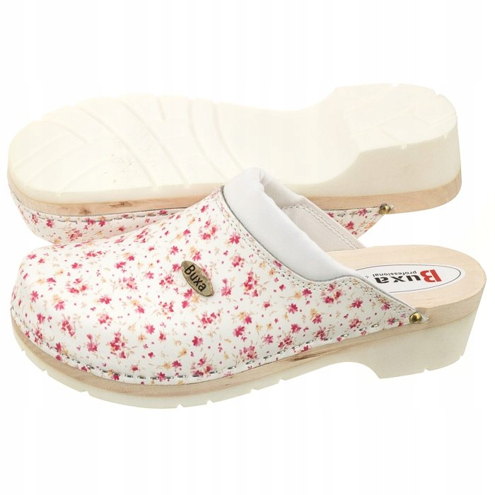 

Buty Damskie Chodaki Drewniaki Buxa Białe Kwiatki