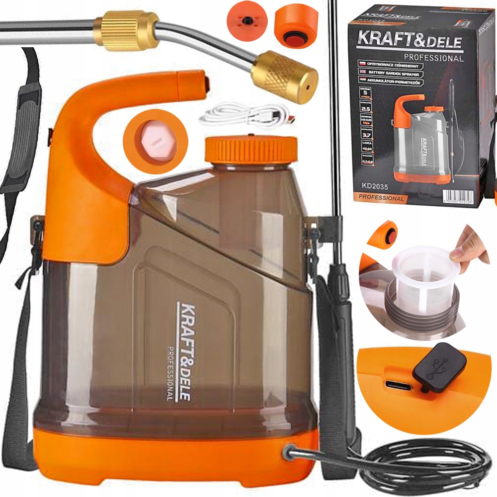 Opryskiwacz Akumulatorowy 5L Ogrodowy Przenośny Lekki Rozpylacz Ciśnieniowy