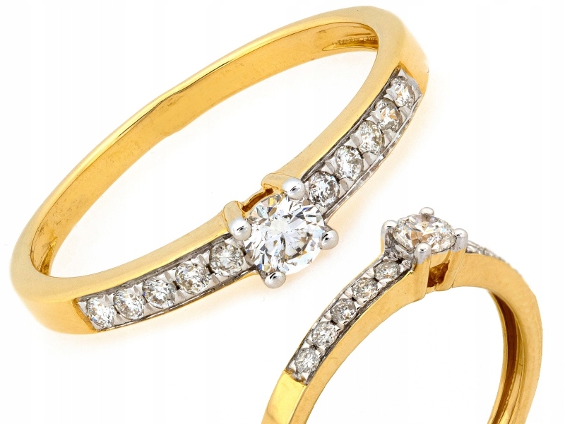 Zlatý prstýnek 585 14kt jemný model zdobený brilianty 0.15 ct 1.62 g