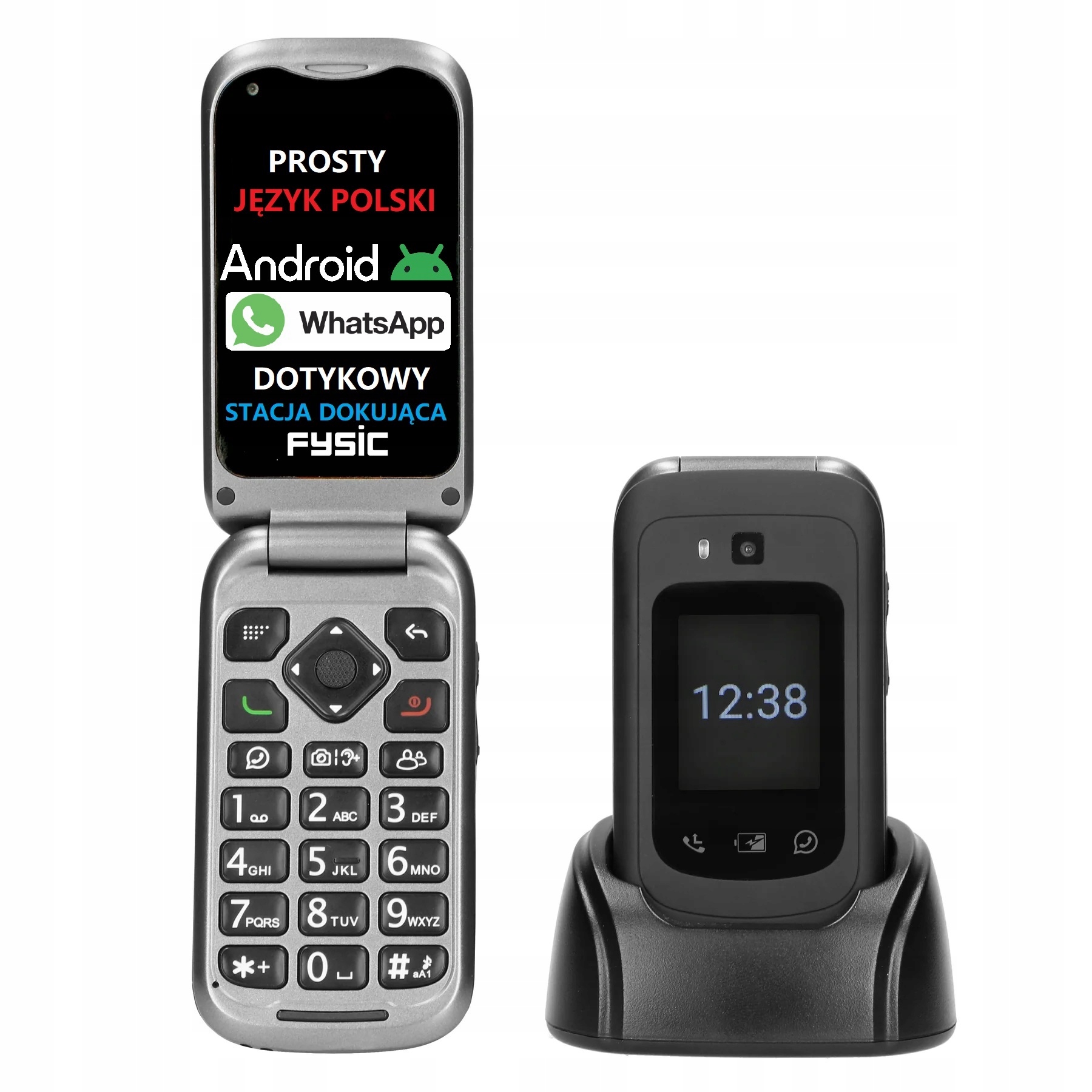 Telefon Smartfon Z Klapką Dla Seniora Po Polsku Sos Duże Klawisze Wifi Lte