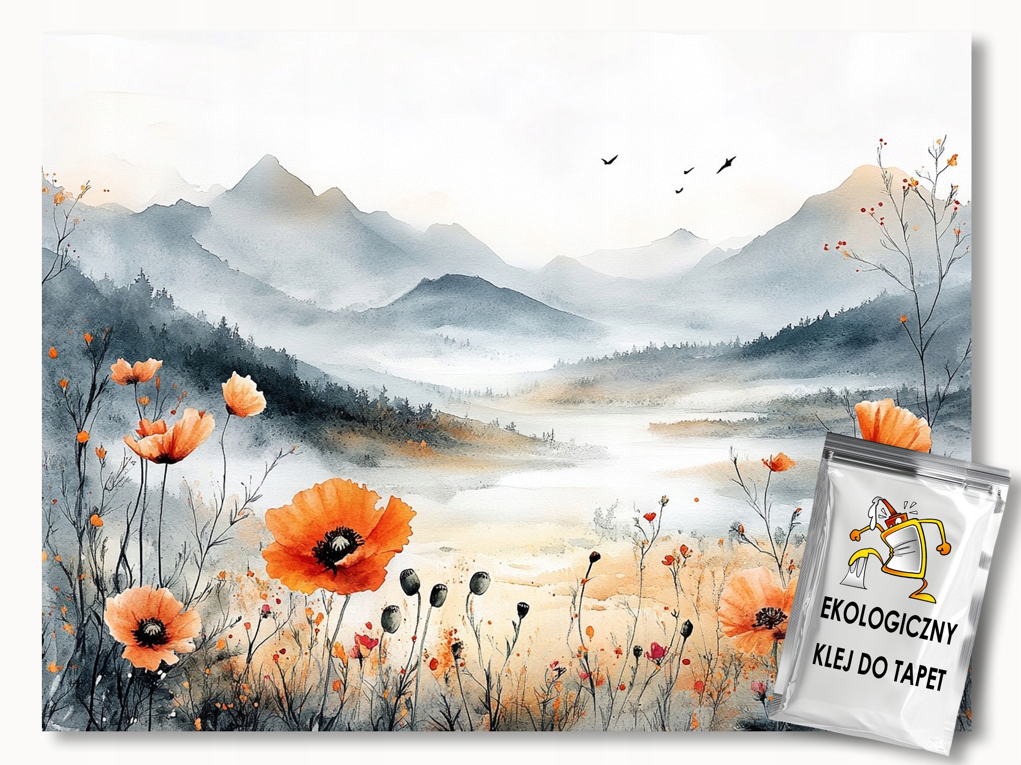 Fototapeta Flizelina Krajina Hory Panorama Louka Květy Máky 254x184 130g
