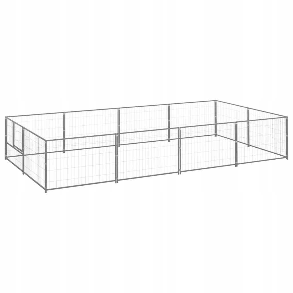 Levně Kotec pro psa, stříbrný, 8 m2, ocelový