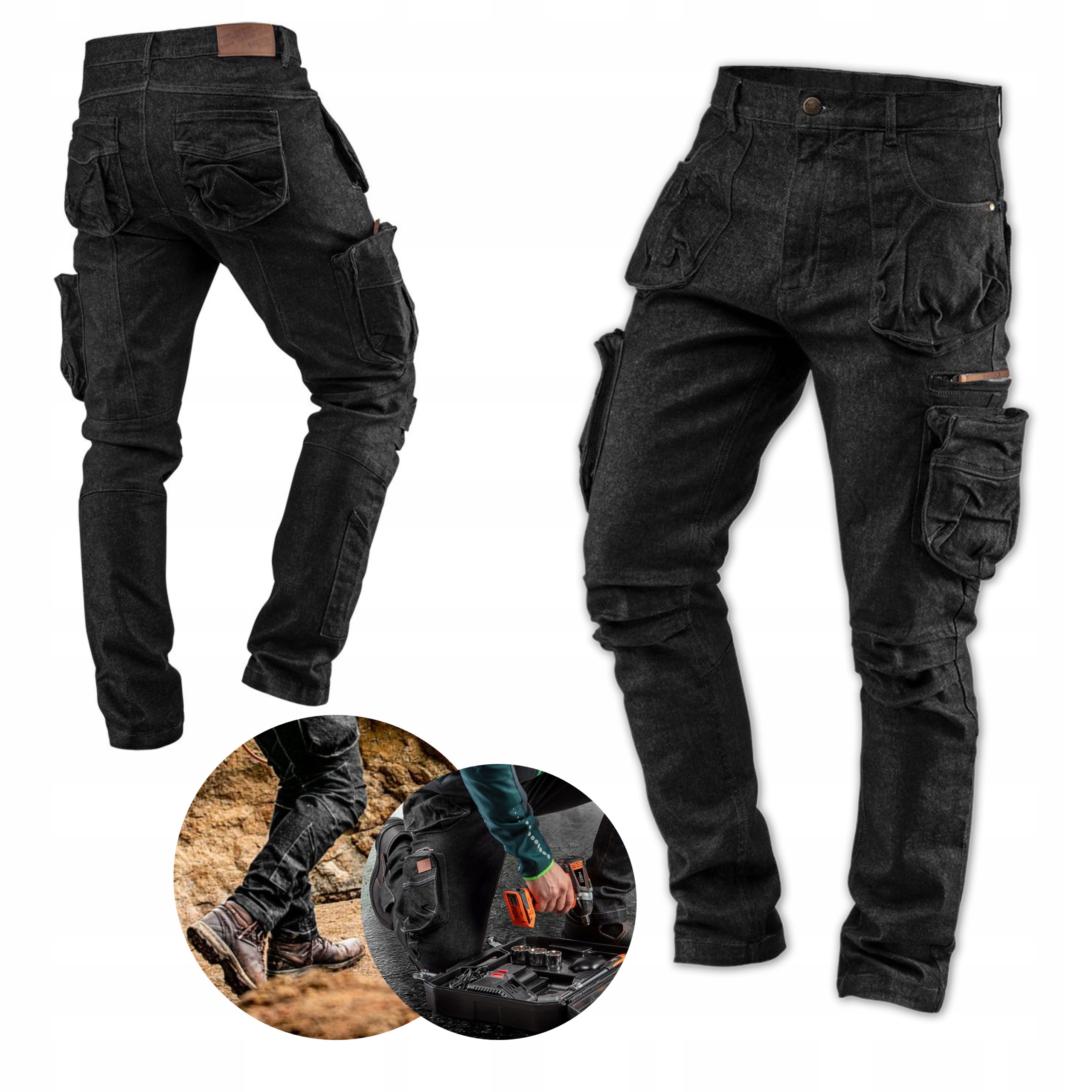 NEO РАБОЧИЕ БРЮКИ ДЖИНСЫ ДЖИНСОВЫЕ ЧЕРНЫЕ 81-233 XL