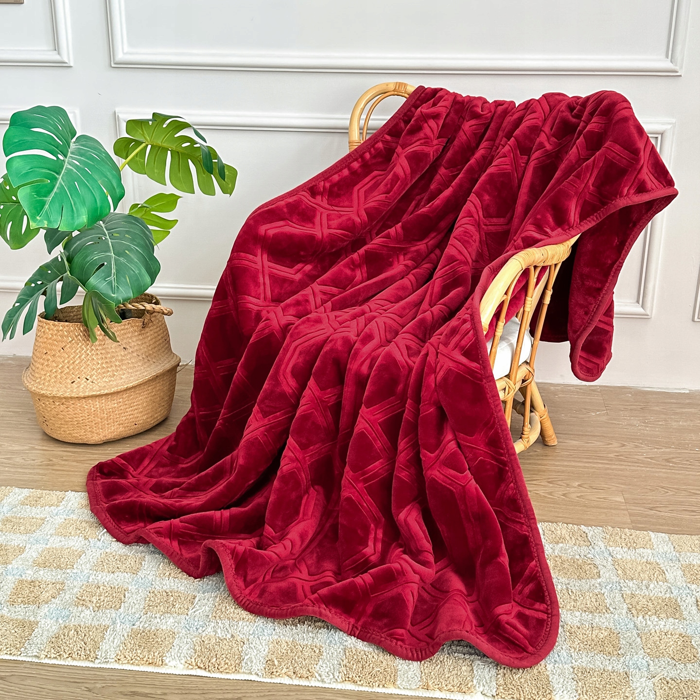 Červená Teplá Deka Tlustý Měkký Přehoz Na Postel Pohovka 200x220 Vito